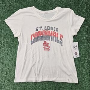 St. Louis Cardinals Shirt Womens Large White Retro MLB Tee '47 NWT